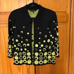 Ming Wang Button Trim Knit Collared Cardigan Jacket Small